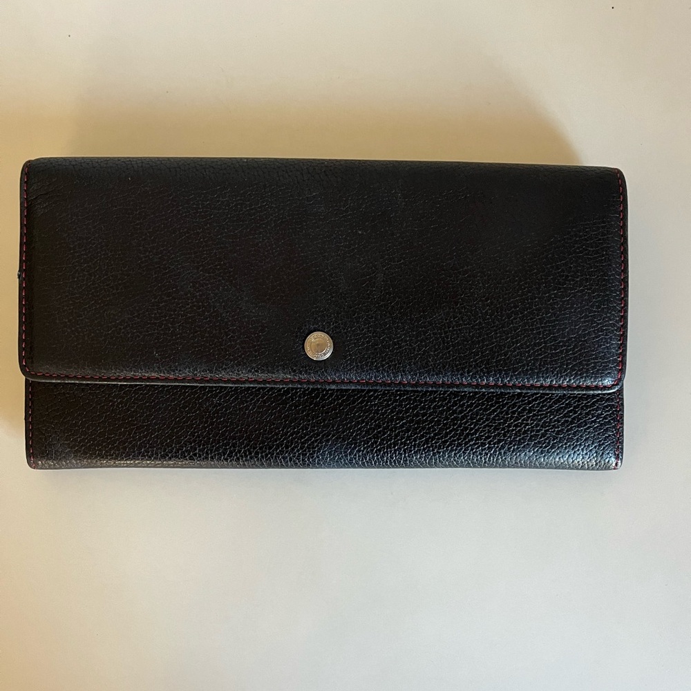 Coach Black Leather Large Travel Wallet Zip Bifold Organizer OS